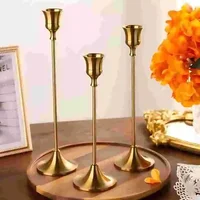 Set of 3 Vintage Elegant Metal and Aluminum Tabletop Candle Holders, Suitable for Wedding Anniversary, Home and Hotel Decoration 2