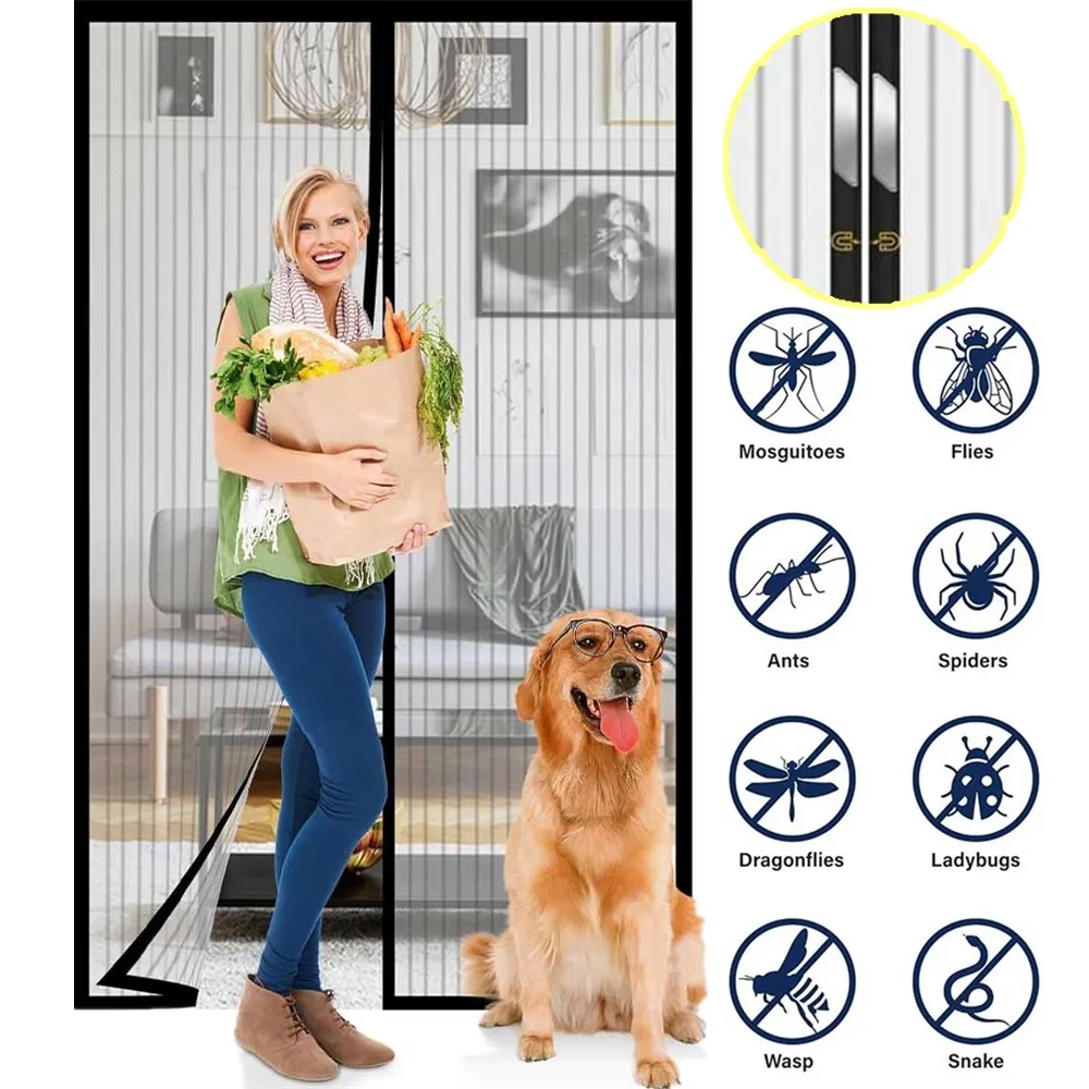 New No Punching Magnetic Screen Door Curtain Anti Mosquito Insect Fly Bug Automatic Closing Household Ventilation Door Curtain