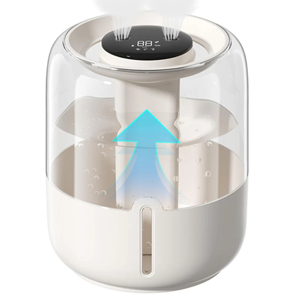 6.8L Air Humidifier Dual Nozzle Humidity Diffuser 3 Modes Cool Mist Humidifier Quiet Diffuser for Living Room Bedroom