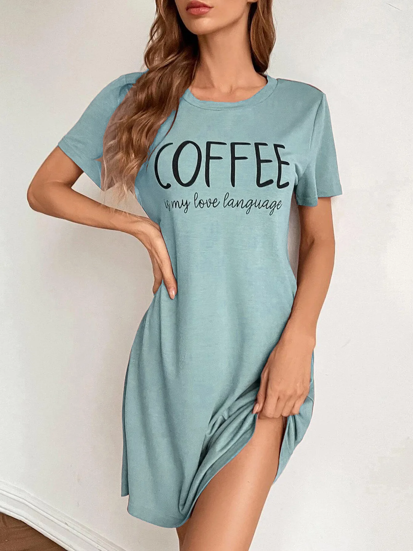 Women's Short Sleeve Nightgown Summer Women's Ice Silk Dresses Vintage Style Short Sleeve Round Neck Dresses