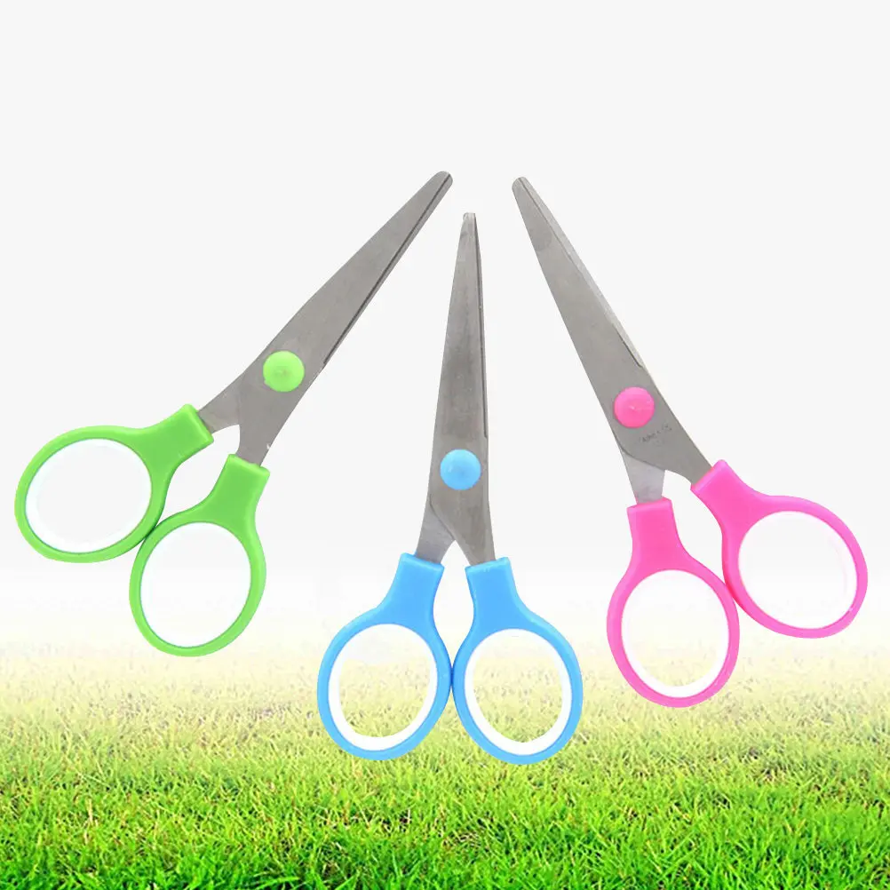 6Pcs 어린이 가위 세트 DIY 공예 스크랩북 인사말 카드 학교 학생을위한 프리미엄 스테인레스 스틸 안전 가장자리 플라스틱 팁