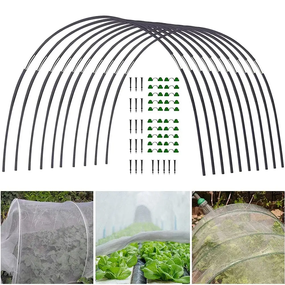 Garden Greenhouse Hoops Set Gardening Folding Fiber Rod Set Tunnel Arch Elevated Bed Row Cover Plant Cover Support Archway garden greenhouse hoops