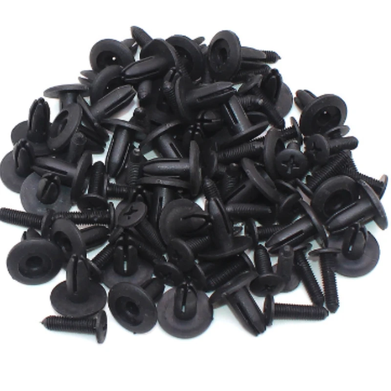 Car Plastic Rivets 6mm Hole Dia Fastener Fender Bumper Push Pin Clip AP 100Pcs