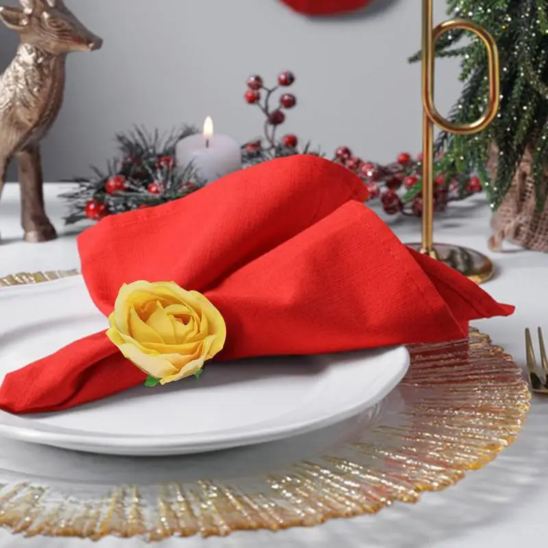 Elegant Gold Plated Flower Napkin Ring Holders