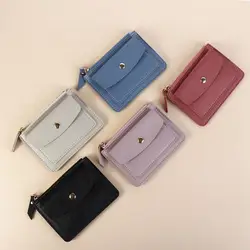 Multifunctional Leather Coin Purse Fashion Small Zipper Zipper Short Wallet Short Wallet Square Short Credit Card Holder Travel