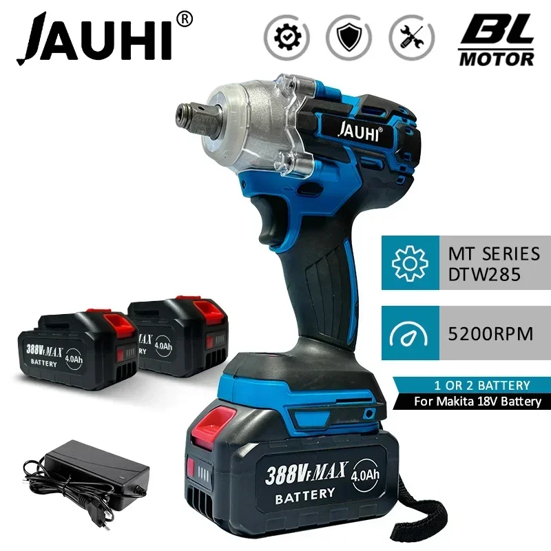 

JAUHI 520N.M Brushless Electric Impact Wrench Cordless Electric Wrench 1/2 Inch for Makita 18V Battery Screwdriver Power Tools