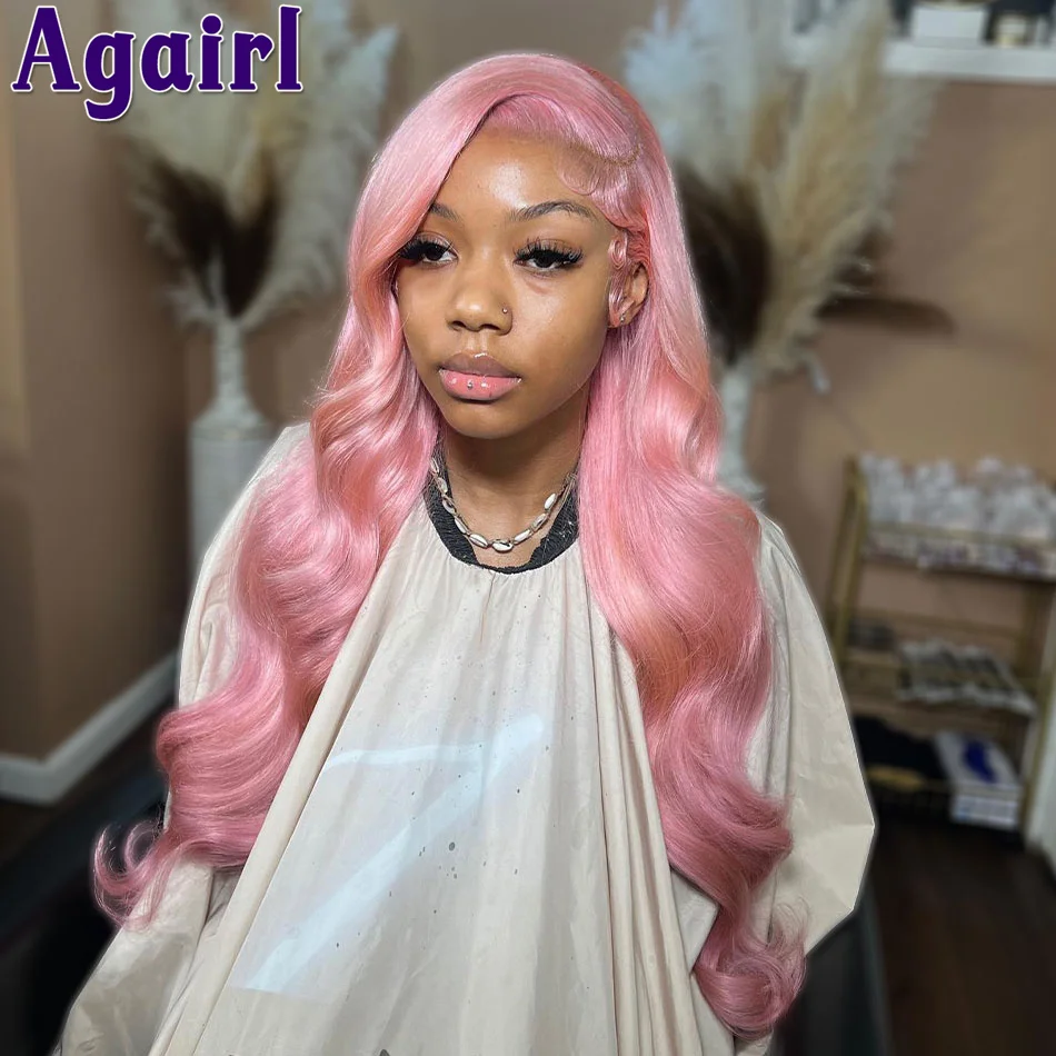 

Light Pink 13X6 Lace Front Body Wave Human Hair Wig 13X4 Colored Lace Frontal Wig 200Density PrePlucked With Baby Hair for Women