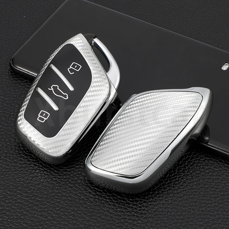 Carbon Fibre TPU Car Remote Key Case Shell and Fob Holder Cover Bag