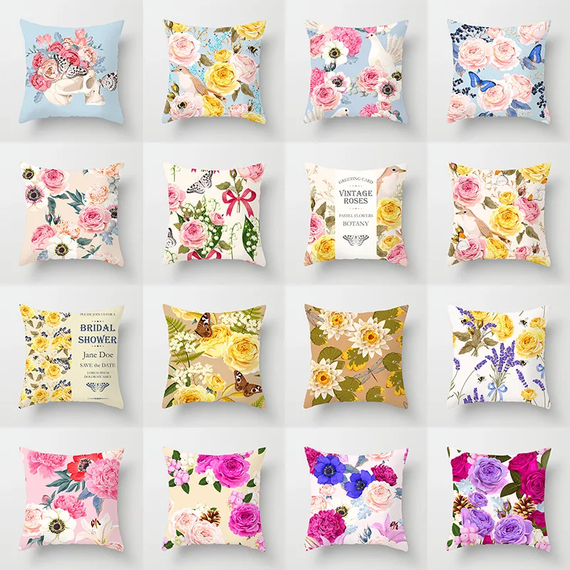 

Flower Pattern Decorative Cushion Cover 45x45cm Pillowcase Nordic Throw Pillows Home Decor Pillow Covers Wedding Decoration