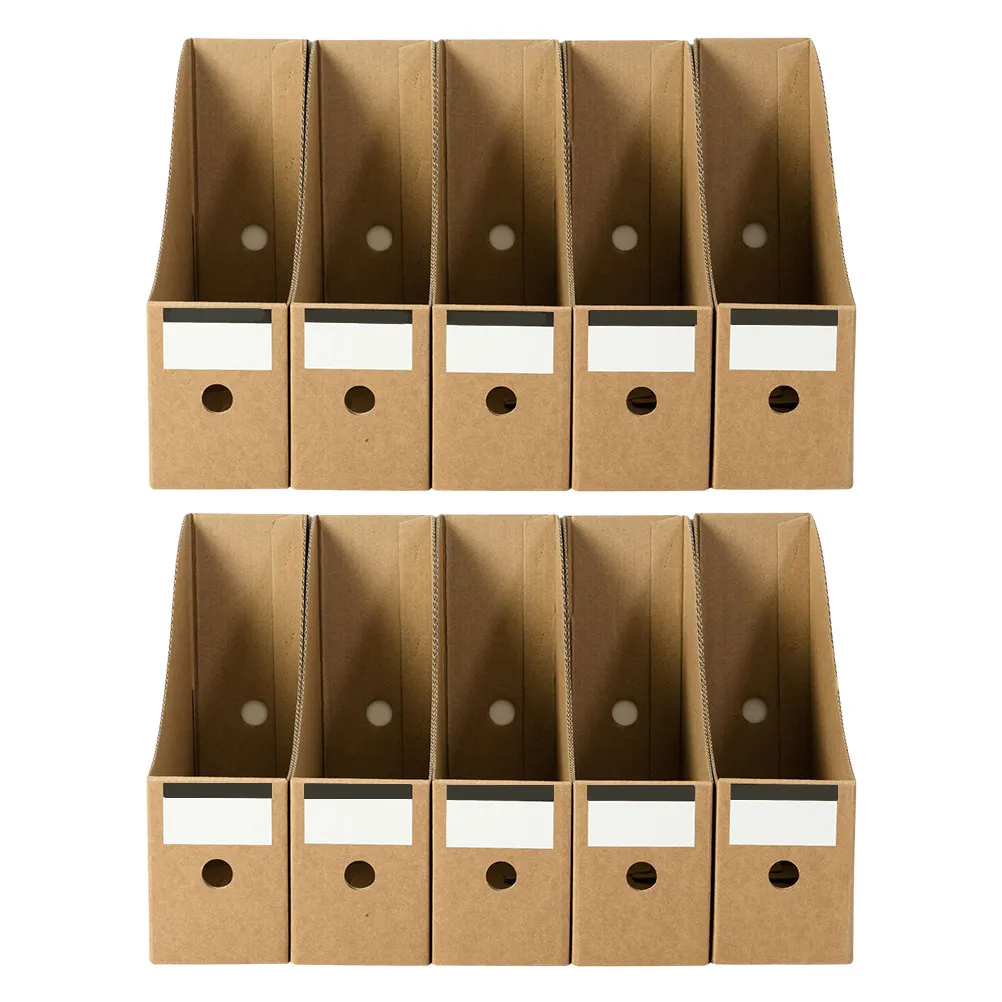 10 scatole per archiviazione documenti, organizer per documenti da ufficio, porta documenti da scrivania, porta documenti versatili in carta kraft per casa e ufficio - immagine 4