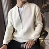 Fall Winter V-Neck Knitted Sweater Cardigan Men's Casual Style Pure Color Lazy Fashion Outerwear American Retro Leisure