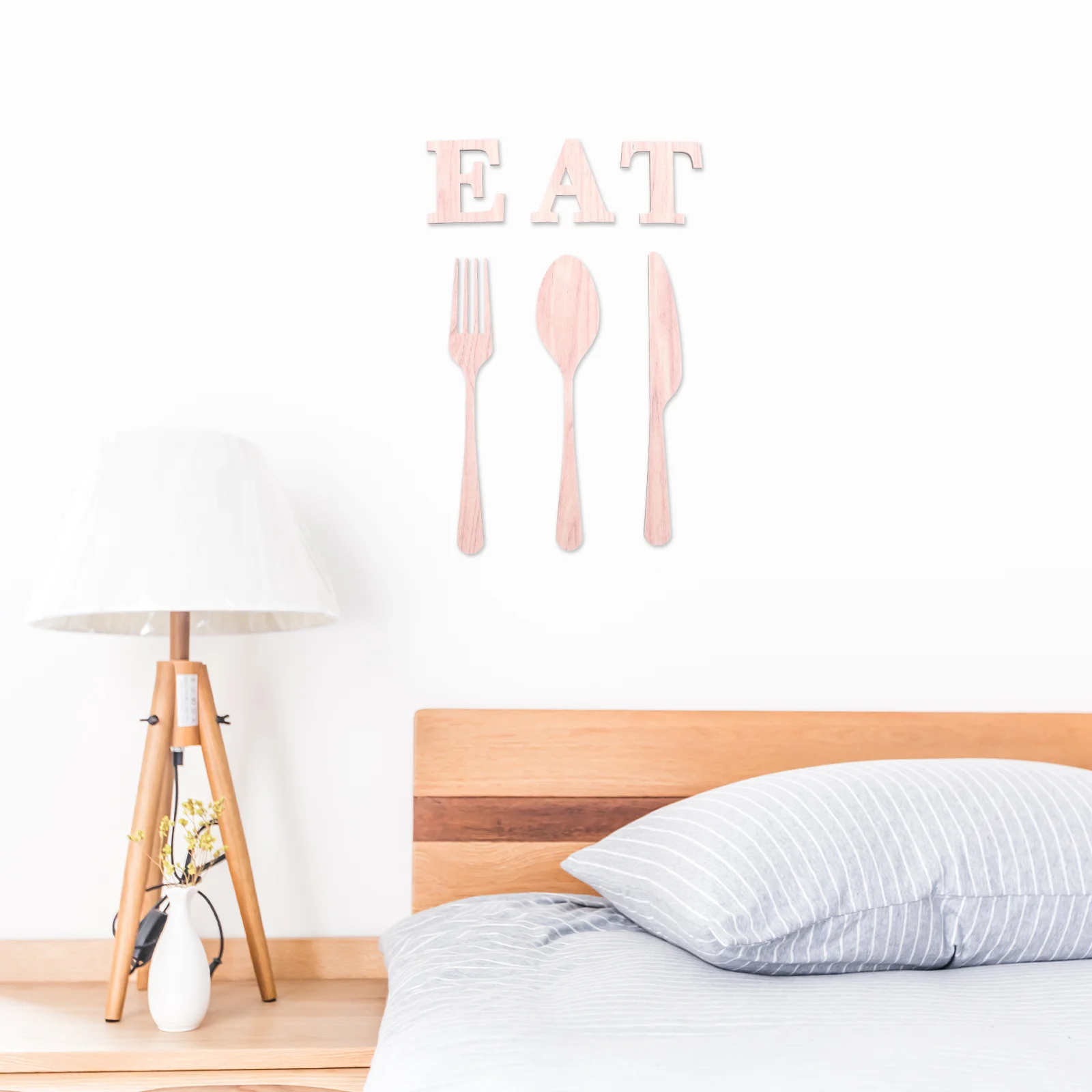 

Kitchen Utensils Wall Decor Wooden Fork Spoon Knife Sign Emblems Restaurant Eat