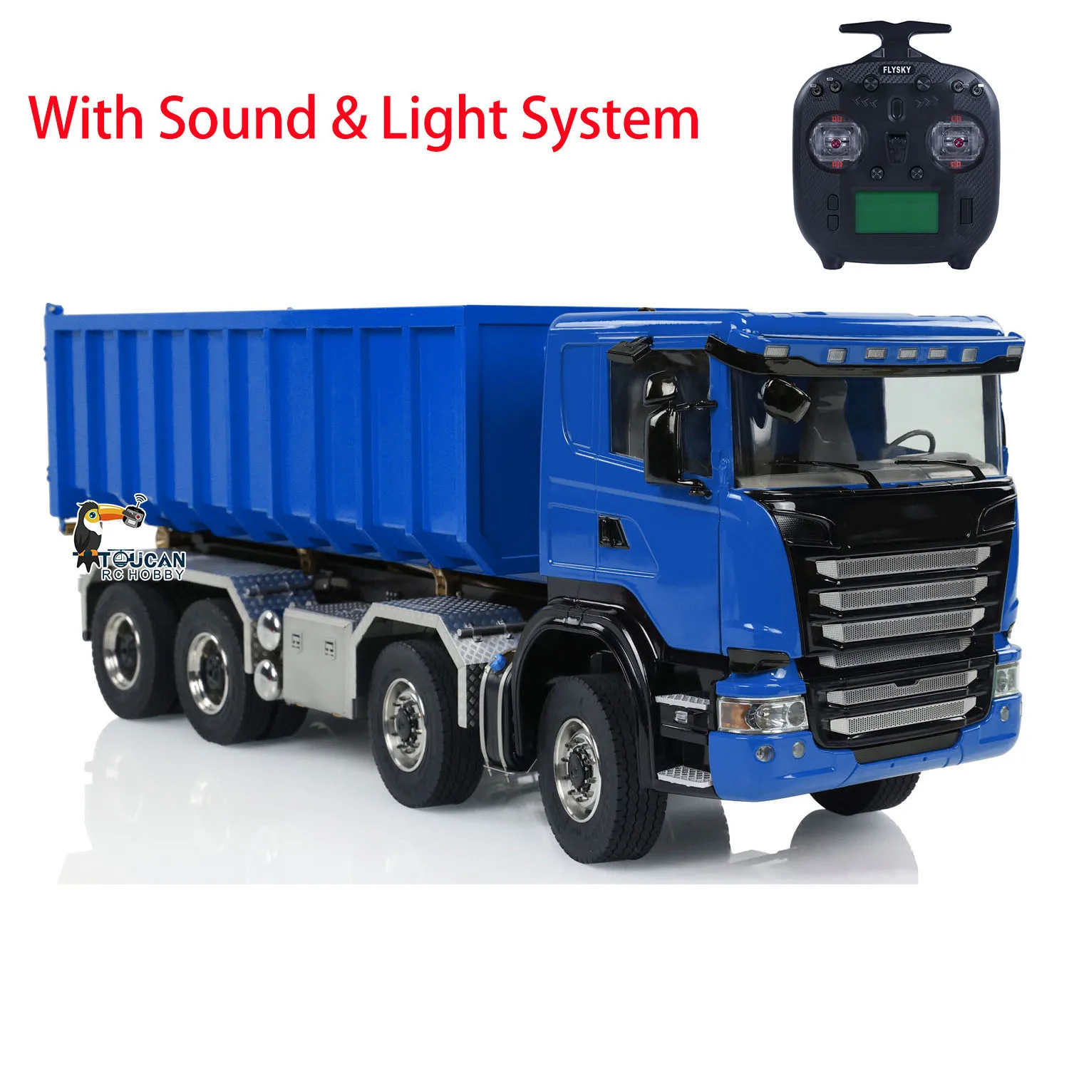 1:14 8x8 RC Hydraulic Dumper Car Metal Roll-on Full Dump Truck High Bucket Sound Light Finished Toy Tipper Vehicle Model TH23920 2