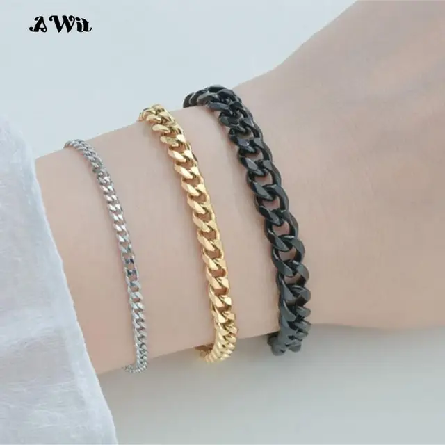 Bracelet en acier inoxydable pour hommes et femmes, chaîne cubaine, à la mode, pour Couple, unisexe, bijoux de poignet, cadeau de fête