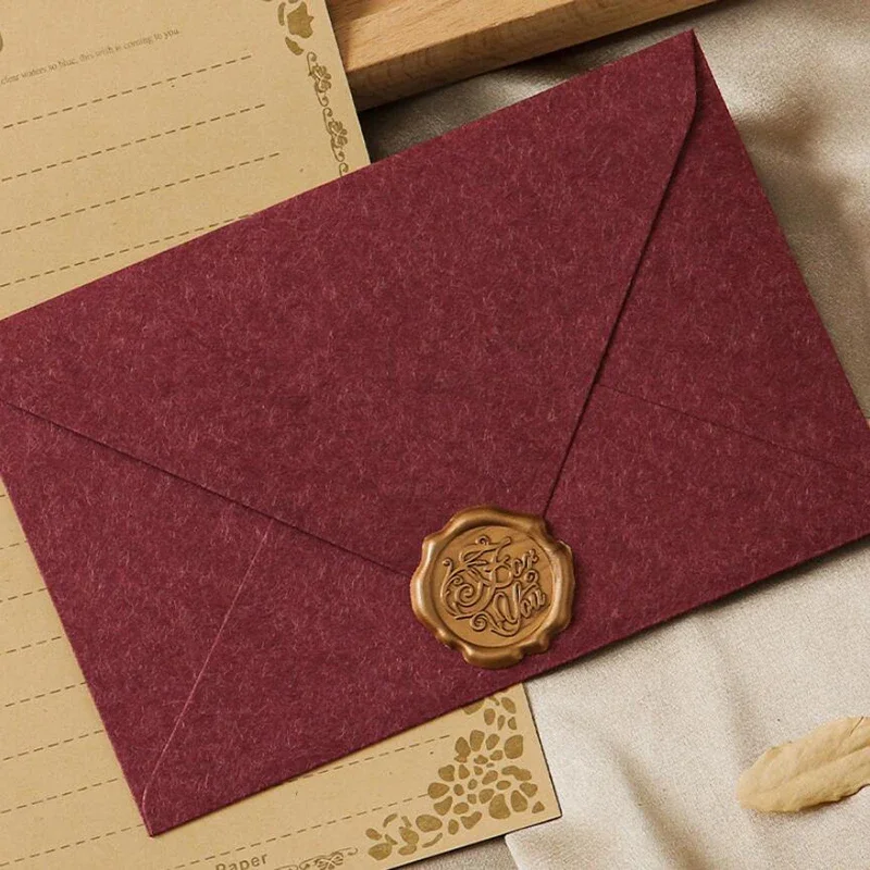 5pcs Solid Thick Envelopes Set Retro Handwritten Love Letter Pads Exquisite Wedding Party Supplies Korean Stationery Gift Bags