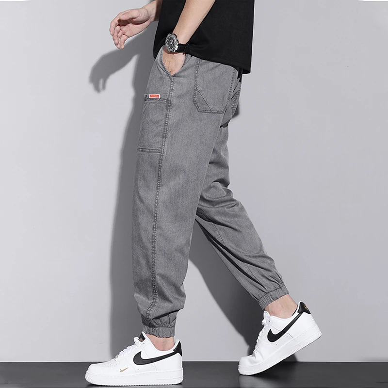 Jeans Men 2023 Spring Summer Tide Brand Boy's Jeans Men's Cotton Loose Trend Korean Version Trousers Black Harem Pants