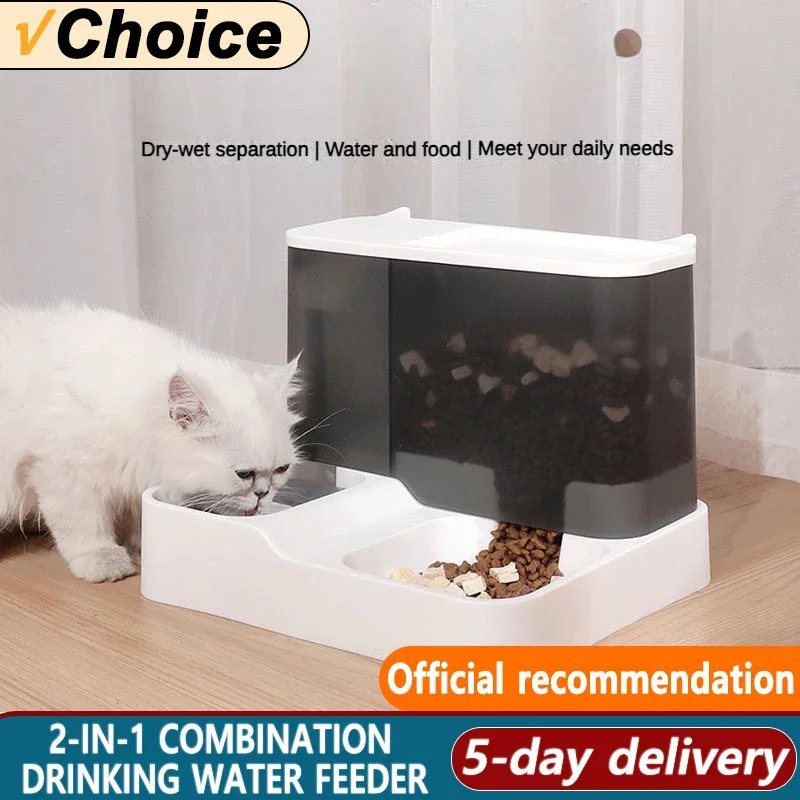 High Capacity Automatic Pet Food and Water Dispenser with Wet-Dry Separation