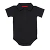 Newborn Baby Boy Collared Onsies Polo Shirt Bodysuit Pique Solid Color Mesh Bubble Short Sleeve Romper Clothes