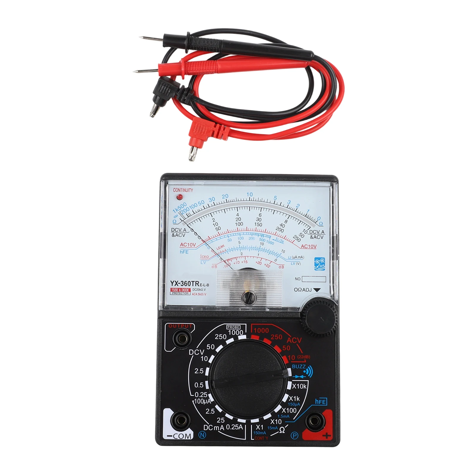 YX-360TRN 멀티미터 대형 스크린 AC 및 DC 전압 테스터 감지기 멀티미터 ICEO HFE 테스트 펜 표시등 포함
