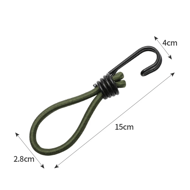 Bungee Straps Elastic Binding Rope Bungee Cord Hooks 4pc Outdoor Tent Elastic Rope Bungee Cords with Hook Camping Canopy Tarp Tent Fixed Binding Tensioning Belt Hook Cord Fastener