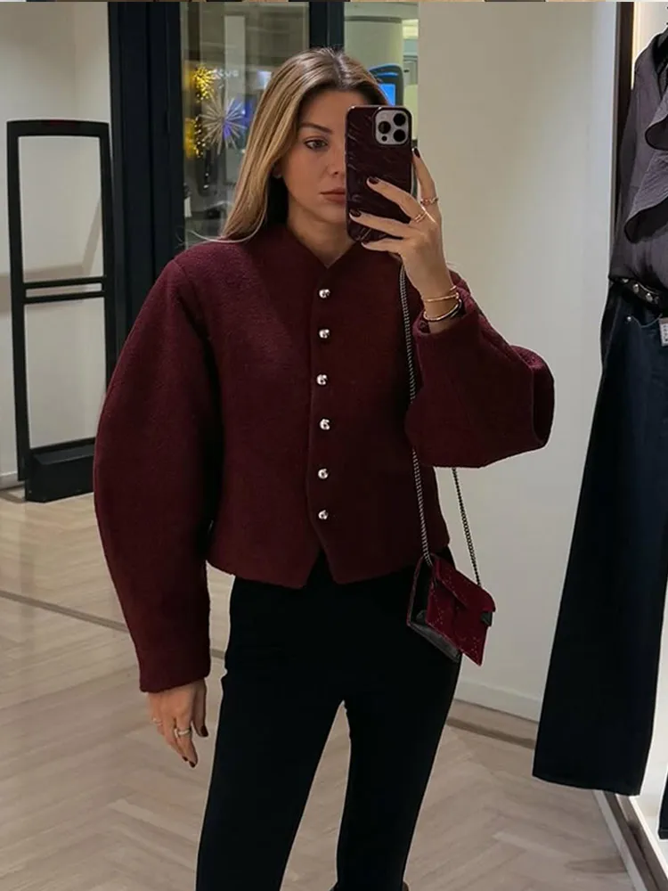 Women Braid Lapel Cropped Leather Jacket Vintage Zipper Long Sleeve Motor Bicycle Coat Chic Casual Retro Loose Street Outerwear 2