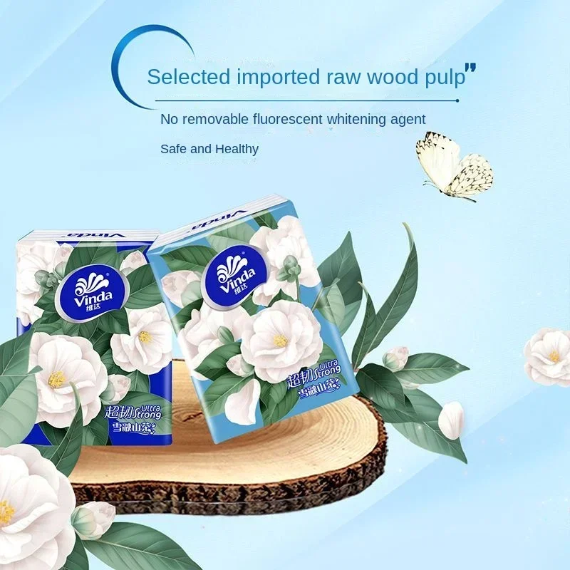 36 Packs of Camellia Printed Handkerchiefs 4Ply Thickened Portable Small Packs of Napkins Facial Tissues Wet Water Available