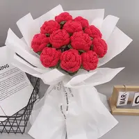 Artificial Flower Handmade crochet yarn Rose Outdoor Garden Valentine's Wedding Bridal Bouquet Home Room Diy Gift box Accessorie