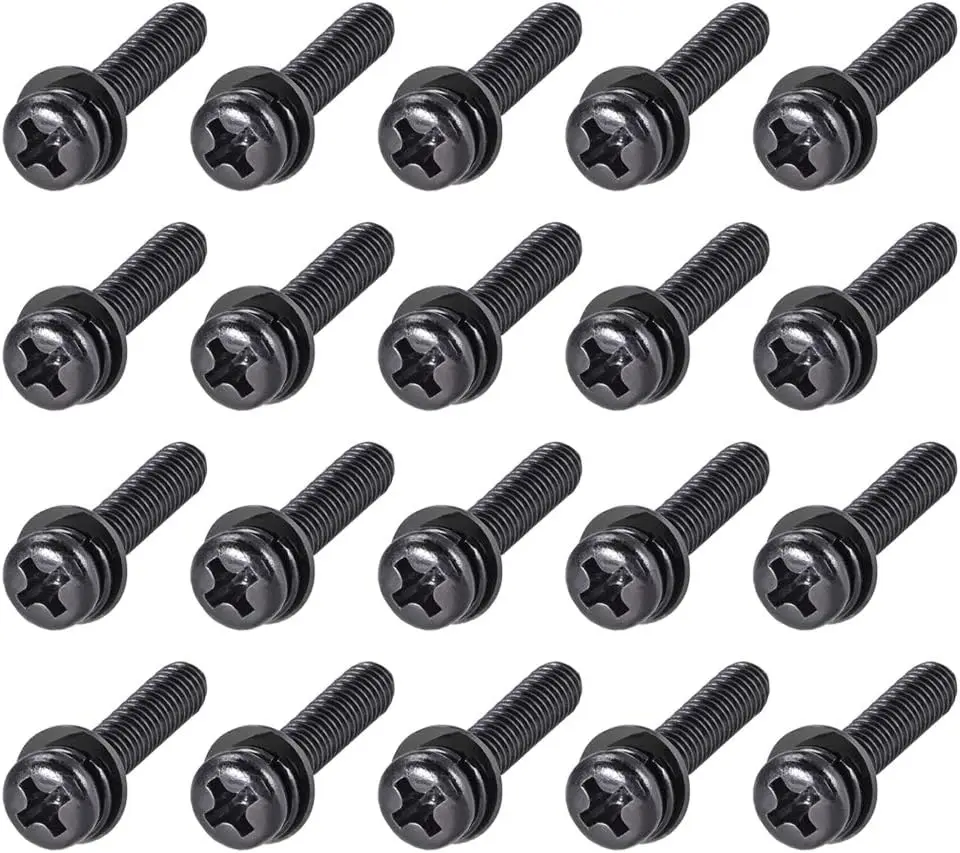 

Keszoox M5 x 16mm Carbon Steel Phillips Pan Head Machine Screws Bolts Combine with Spring Washer and Plain Washers 20pcs