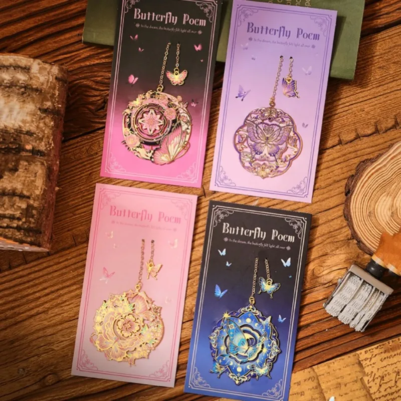 Creative Color Hot Pot Gold Chain Heart Sunflower Butterfly Metal Bookmark Reading Clip Student School Office  Supplies