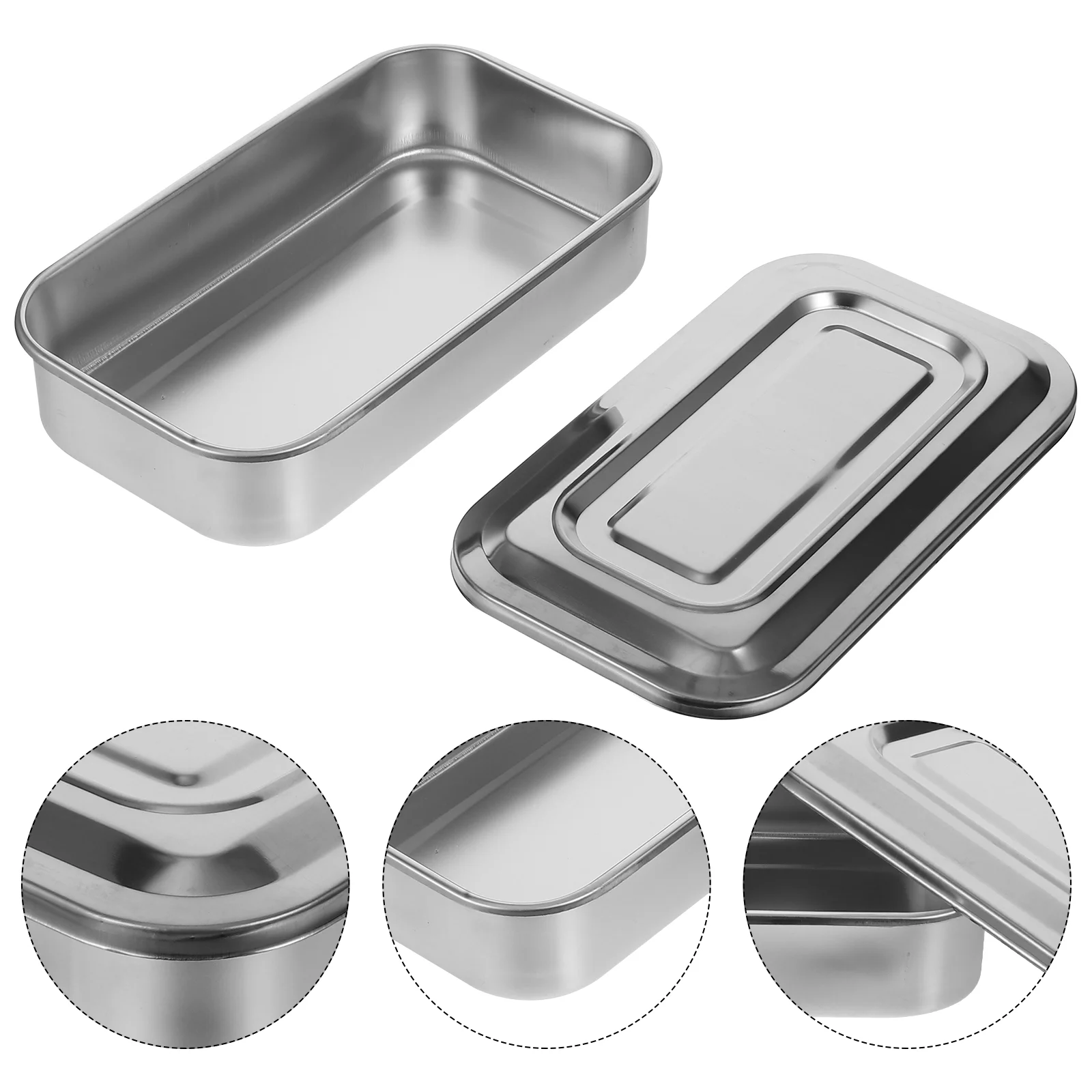 

8 Inch Beauty Square Plate Instrument Trays with Cover Surgical Stainless Steel Clinical Experiment