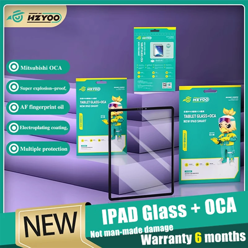 HZYOO Front Glass+OCA For iPad mini 5 6 Air 2 3 4 5 Pro 9.7 10.5 10.9 11 12.9 Outer Touch Screen Crystal
