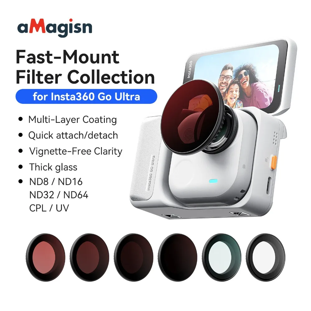 인스타360 고 울트라 카메라 액세서리용 aMagisn 렌즈 필터 세트, UV CP..