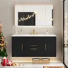 36 Inch Floating Bathroom Vanity with Three Holes Sink, Wall Mounted Cabinet with 2 Storge Cainets Undermount Ceramic Basin 5