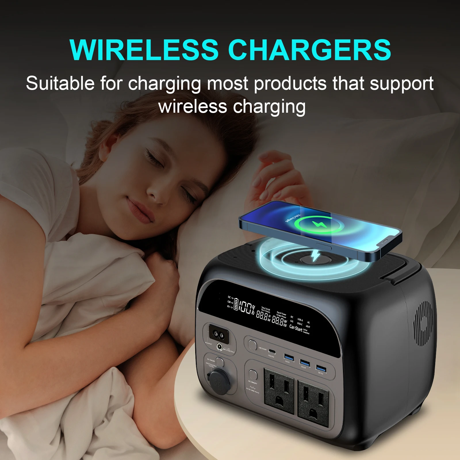 500W Portable Power Station 345.6Wh 108000mAh Solar Generator LiFePo4 Battery 110V 220V Energy Storage Supply Camping Outdoor ﻿ 5