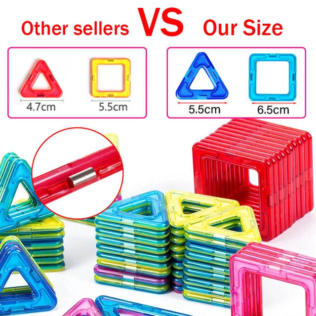 50-300Pcs Designer Magnetic Blocks Big Size DIY Magnet Toys Pulling Magnetic Building Blocks Assembled Toys For Children Gifts 2