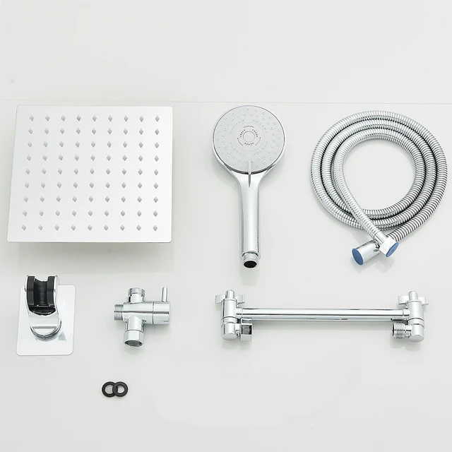 Shower Head Combo 8-12Inch High Pressure Rain Shower Head with Adjustable Extension Arm With 3-way Handheld Shower Spray 6