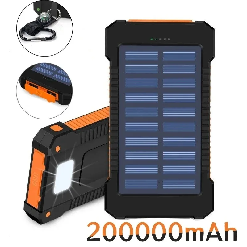 

Portable solar high-capacity LED flashlight, backup power supply, 200000 mAh, used for outdoor fishing and camping, innovative