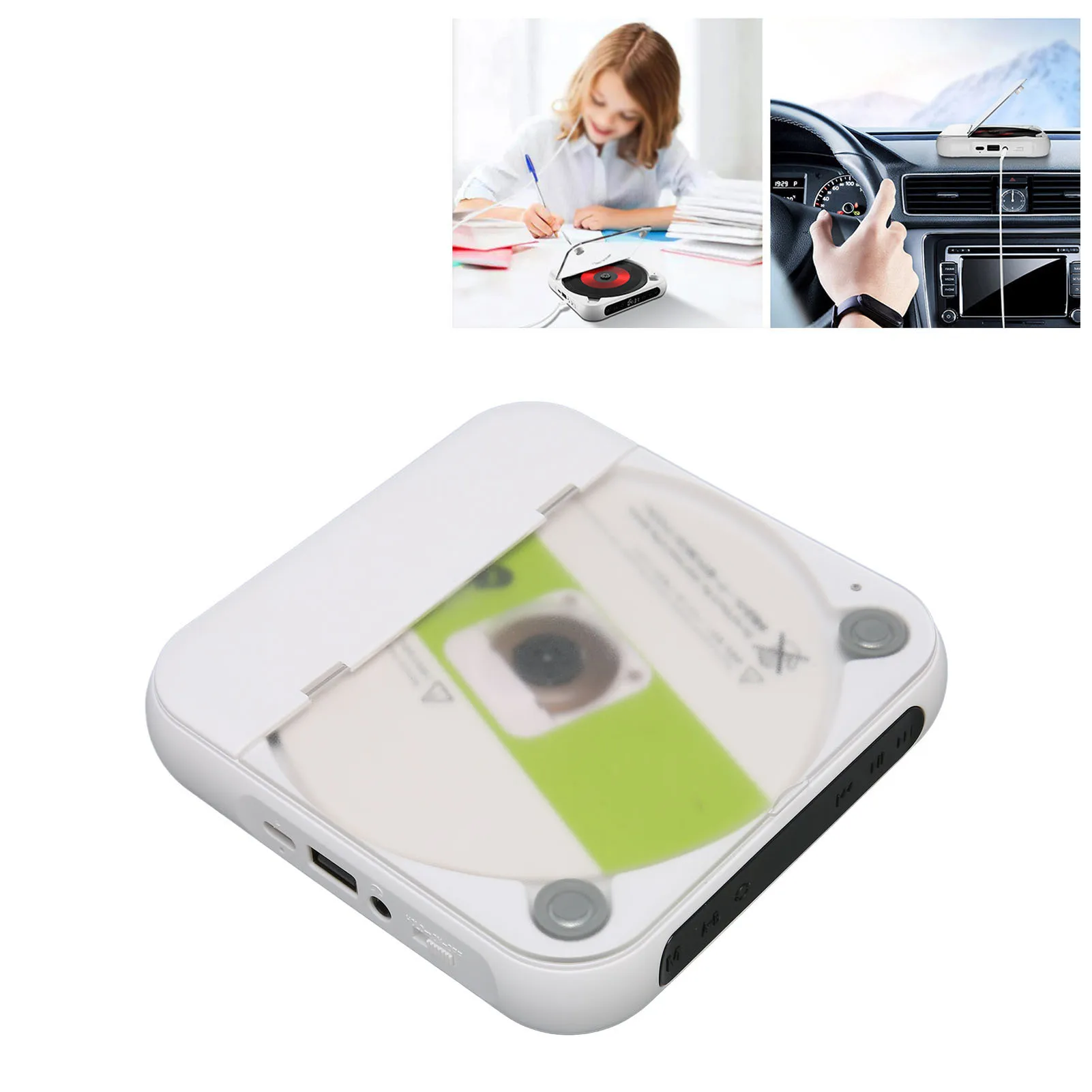 Portable CD Player Portable CD Music Player Bluetooth Lightweight 1200mAh Rechargeable for Car Laptop