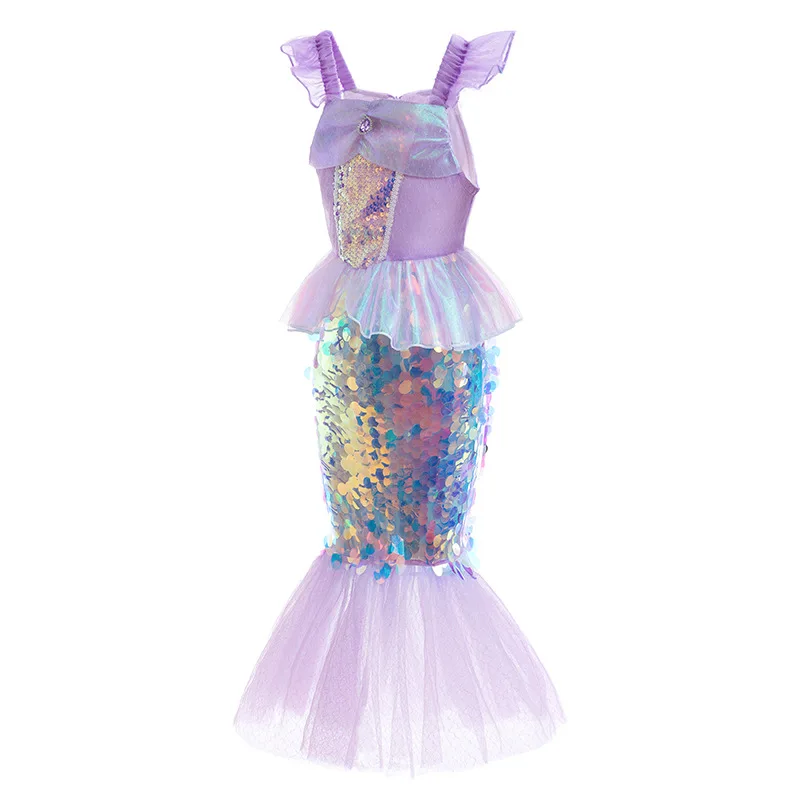 3-10 Years Mermaid Ariel Charm Princess Dress Cosplay Costumes For Kids Girl Mermaid Birthday Party Dress Halloween Clothing 3