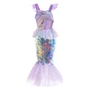 3-10 Years Mermaid Ariel Charm Princess Dress Cosplay Costumes For Kids Girl Mermaid Birthday Party Dress Halloween Clothing 3