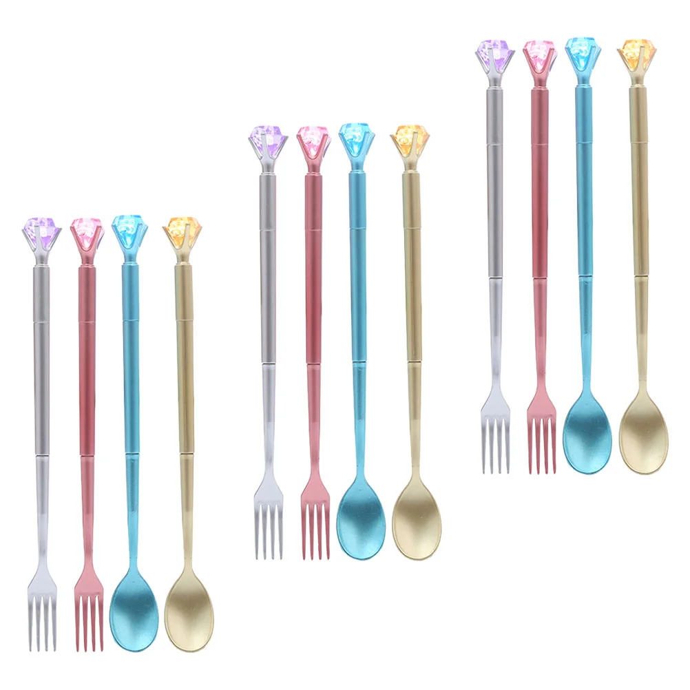 

Stobok Black Pen 12Pcs Fork Spoon Shape Gel Pen Tableware Designed Crystal Diamond Pens Creative Bling Pen Black Ink Ballpoint