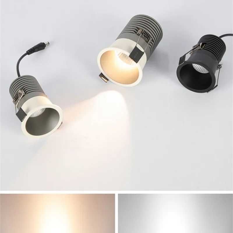 Led downlight, recessed ceiling spotlight, ceiling lamps LED Cupboard Ceiling Spot Lights Dimmable Recessed Anti Glare COB LED Downlights Ac110/220v Warm White for Living Room Bedroom