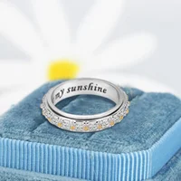 2025 New Rotatable Rotated Women Rings Stainless Steel Daisy Sunflower Anti Stress Ring for Girls Boho Fashion Jewelry Gift - Image 4