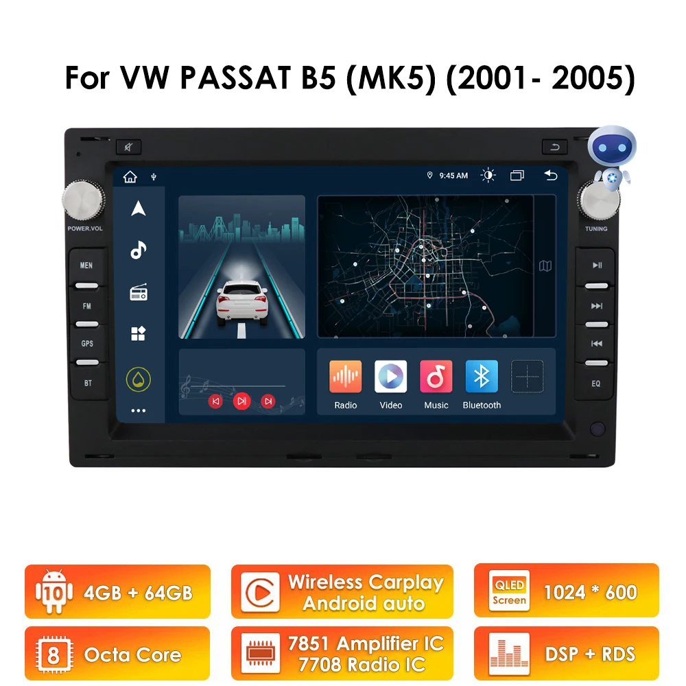 Android10 4G+64G AI VOICE 7'' Car Radio Multimedia Player for VW Passat B5 MK5 Polo Golf IV T5 Multivan Jeeta Citi Chico Bora BT |