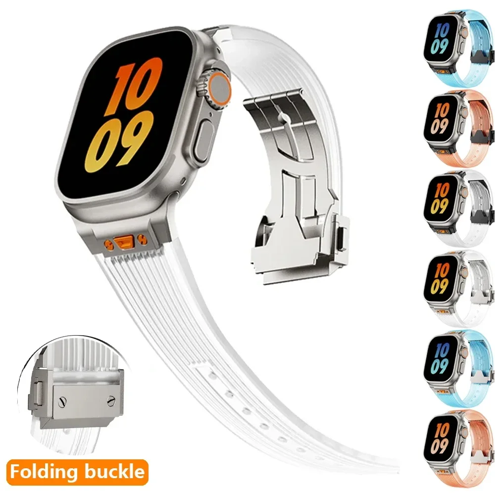 

Силиконовый ремешок для Apple Watch Ultra 2 49 мм 45 мм 44 мм 42 мм, роскошный мужской браслет для IWatch Series 9 8 7 6 5 4 Se Ultra 2, спортивный браслет