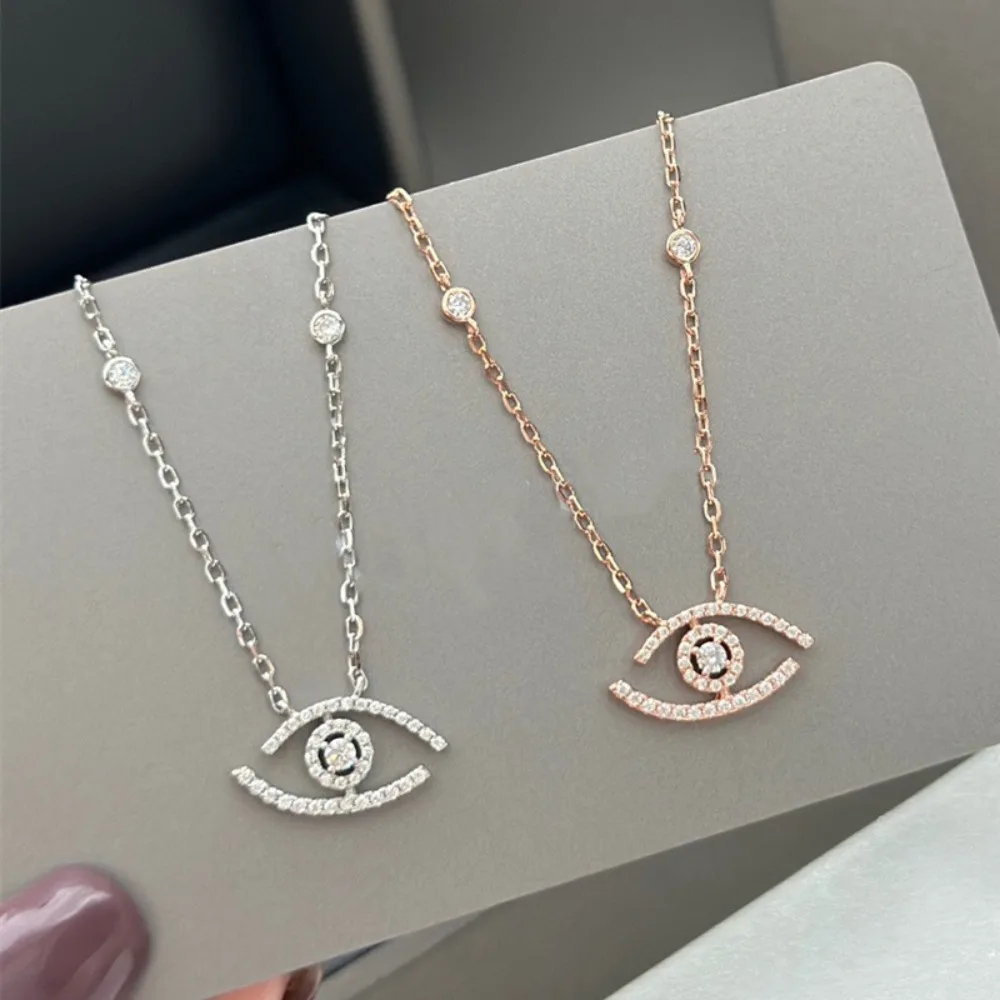 Original Luxury Jewelry Lucky Eye Necklace - Silver 925 Charming Women's collarbone Chain Zircon Eye Style Party Holiday Gift