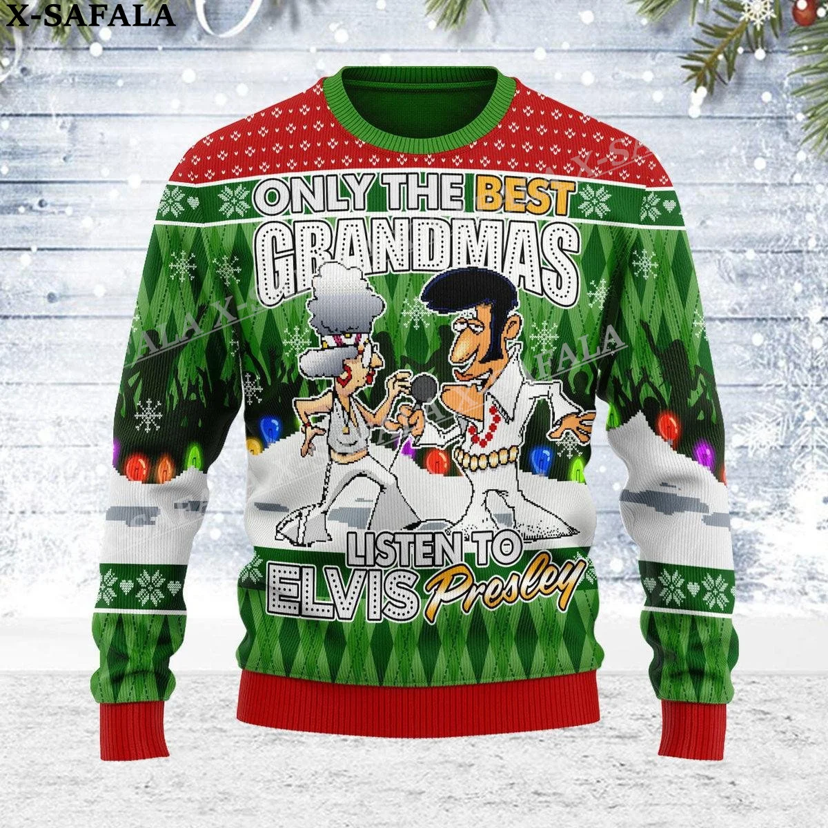 thumbnail image 1 of Suéteres de punto feos de Navidad con diseño de bailarín de rock Elvis Eagel, divertidos, para Halloween, Navidad, regalo, para parejas, fiestas, unisex, informales, 4 unidades, 1 of 5