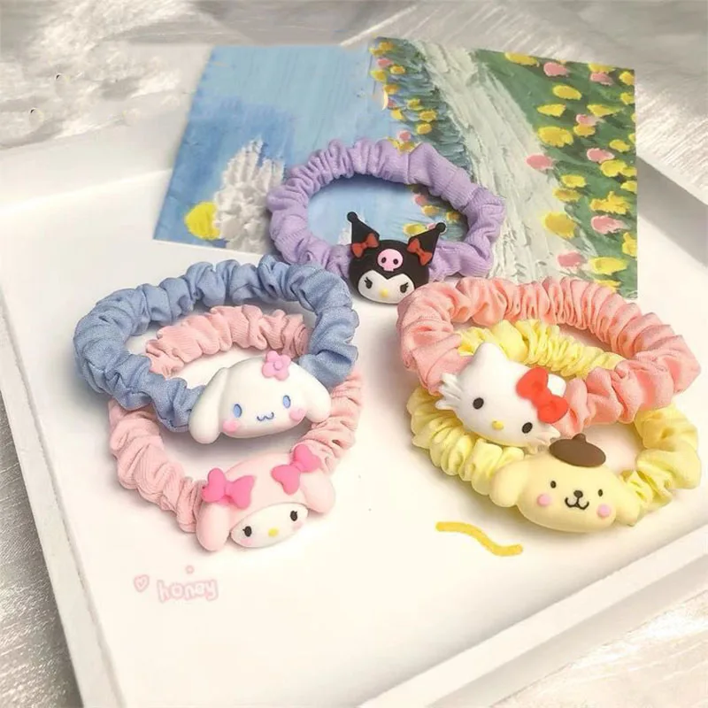 

Kawaii Sanrio резинка Cinnamoroll Mymelody летняя свежая мультяшная резинка для волос Ins Милая девочка резинка для волос резинка головной убор