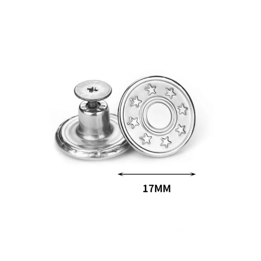 10Pcs Metal Jeans Buttons 17mm Replacement No-Sewing Screw Button Repair Kit Nailless Removable Jean Buckles Clothing Pants Pins 6