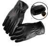 Mens Winter Black Leather Gloves Fleece Touchscreen Lined Water-Proof For Motorcycle Driving Dress Real Sheepskin Warm 1
